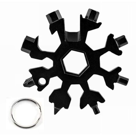 Outil multifonction 18 en 1 en acier inoxydable, tournevis porte-clés portable et ouvre-bouteille, livré dans un coffret cadeau (noir)