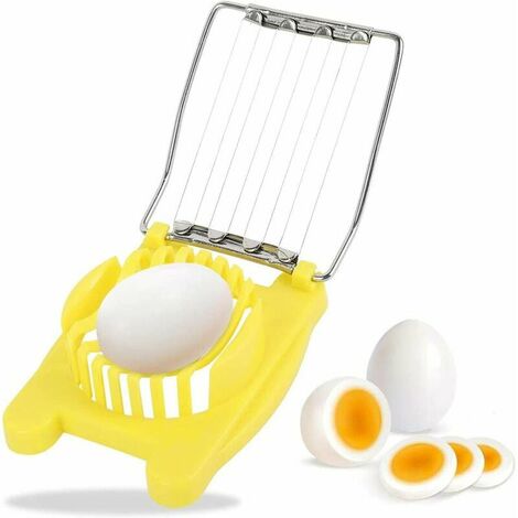 Outil multifonction 3 en 1 en plastique et acier inoxydable pour couper les œufs, les fraises, les champignons, le fromage, la salade, le beurre - Jaune,Tanètue