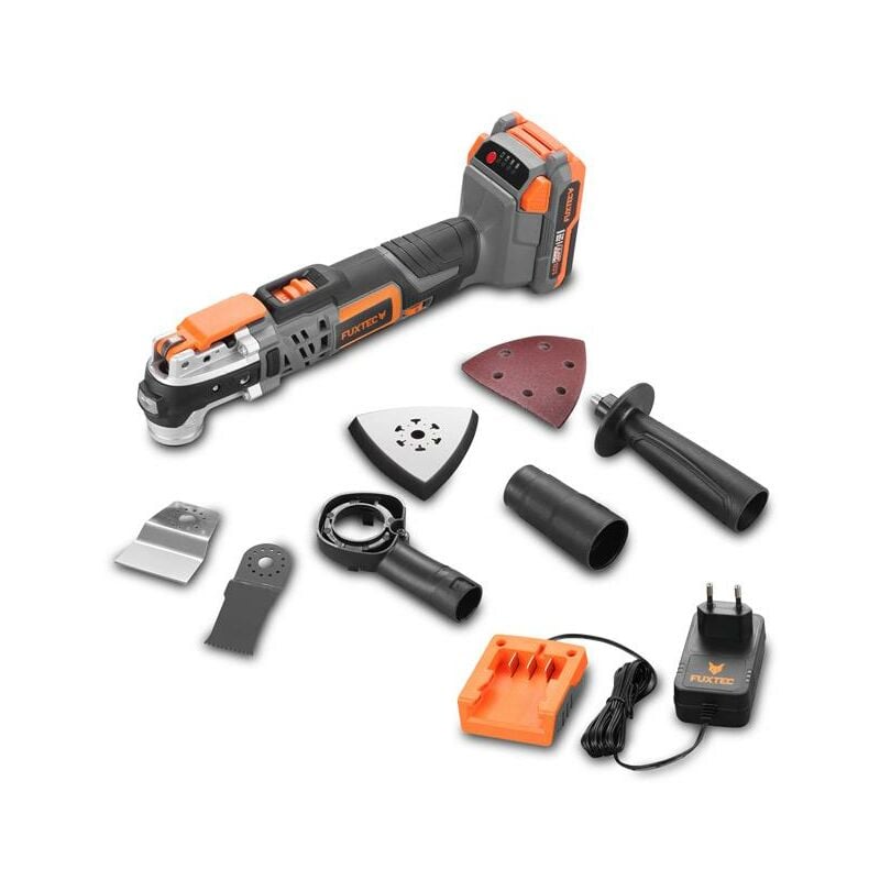 Outil multifonction batterie Fuxtec FX-E1MT20 - 20V scier poncer gratter - Set batterie 2Ah et chargeur 1A