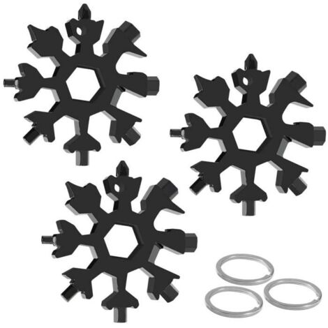 Outil Multifonction Flocon de Neige 18-En-1, 3 Pcs Clé à Flocon de Neige En Acier Inoxydable, Clé Tournevis Ouvre-Bouteille Clé Alle