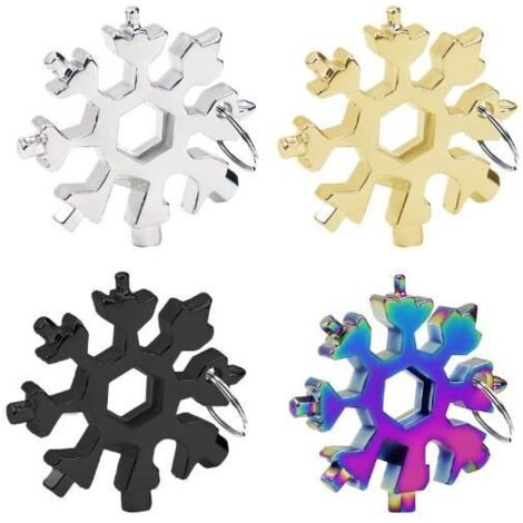 Outil Multifonction Flocon de Neige 18 en 1,4 Pack Outil Flocon de Neige,Clé à Flocon de Neige En Acier Inoxydable,Cadeau Homme