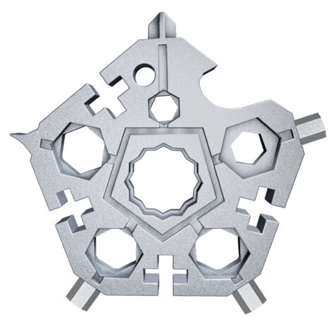 Outil Multifonction Flocon de Neige 23 en 1, 2Pcs Mini Tournevis Passe-partout en acier inoxydable Outil multifonction pour Voyages Quotidien Cadeau Créativité，Argent