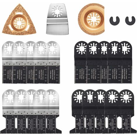 Outil Multifonction Lame de Scie Oscillante, Lame de Scie Multifonction, 23 PCS, Saw Blades Accessoires Kit, Lame de Scie Universelle pour Découper Bois, Métal, Plastique