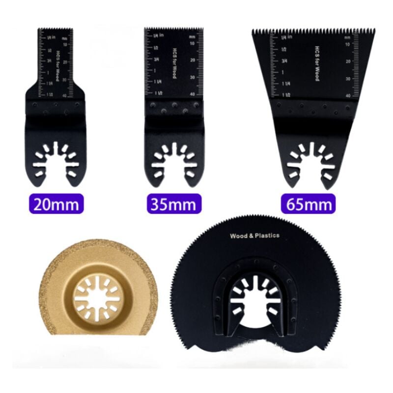 Outil Multifonction Lames 5pcs de Scie Universelle, Lame de scie oscillantes, Oscillant de Libération Rapide, 20/34/65/65/91mm