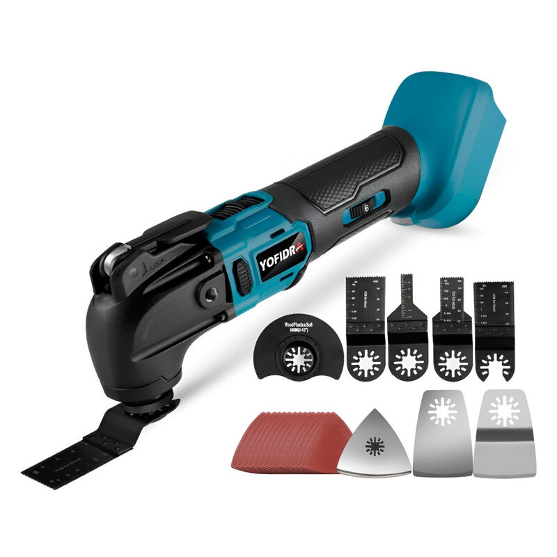 Outil Multifonction Brushless 4°,Outil Oscillant 6 vitesses avec 22 Accessoires - pour batterie Makita 18v - Sans batterie ni chargeur