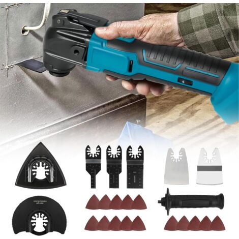 Outil Multifonction Oscillant Compatible avec Makita 18V Batterie, 6 Vitesses Variables, Scie Oscillante, Accessoires pour Découpage Grattage Ponçage Polissage(Piles non incluses)
