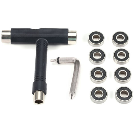 Outil multifonction pour skateboard, clé en T et tournevis en L avec 8 roulements, accessoire en T pour longboard.