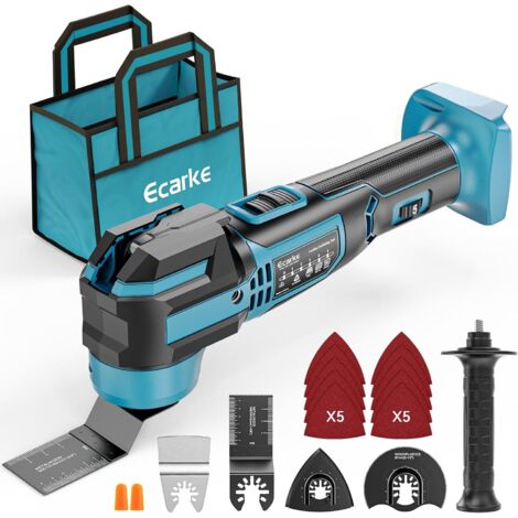 Outil multifonction sans fil Compatible avec Makita 18V batteries (sans batterie) – 5 vitesses réglables, moteur brushless, 16 accessoires, système d’amortissement intégré & éclairage LED -