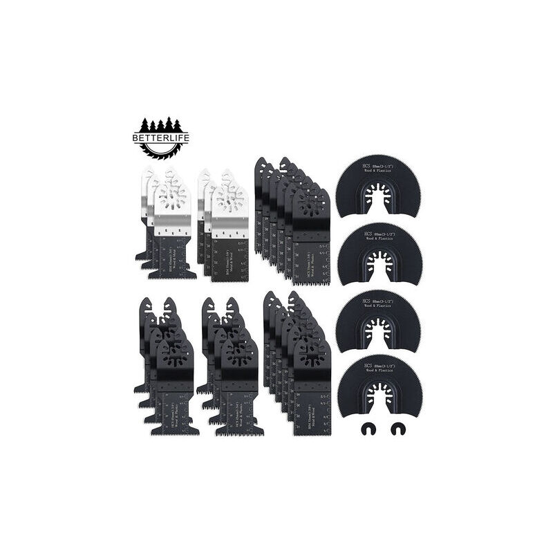 Outil Multifonction Saw Blades Accessoires Kit,Betterlife 32 Pcs Accessoires d'outils Oscillants Multifonctions Lame de scie universelle pour Fein