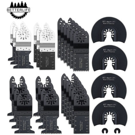 Outil Multifonction Saw Blades Accessoires Kit， 32 Pcs Accessoires d'outils Oscillants Multifonctions Lame de scie universelle pour Fein Multimaster, Dremel, Bosch, Makita, Dewalt et plus encore