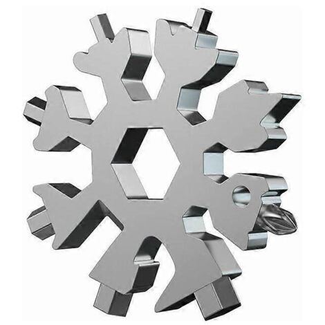 Outil multifonction Snowflake 18 en 1 : tournevis plat cruciforme, ouvre-bouteille et clé en acier inoxydable (argenté)