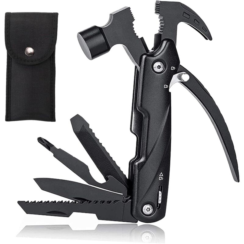 Outil Multifonction,Cadeau Homme Anniversaire,Accessoire Camping-12 en 1 Pince Multifonctions,Marteau,Ouvre-Bouteille,Scie, Tournevis,Parfait pour le