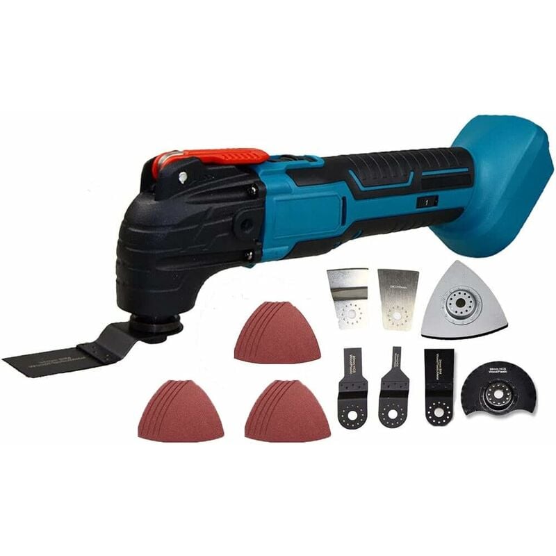Outil multifonctionnel sans fil, remplacement pour Makita 22pcs Accessoires Vitesse variable et angle d'oscillation de 4 ° Moteur brossé Oscillant