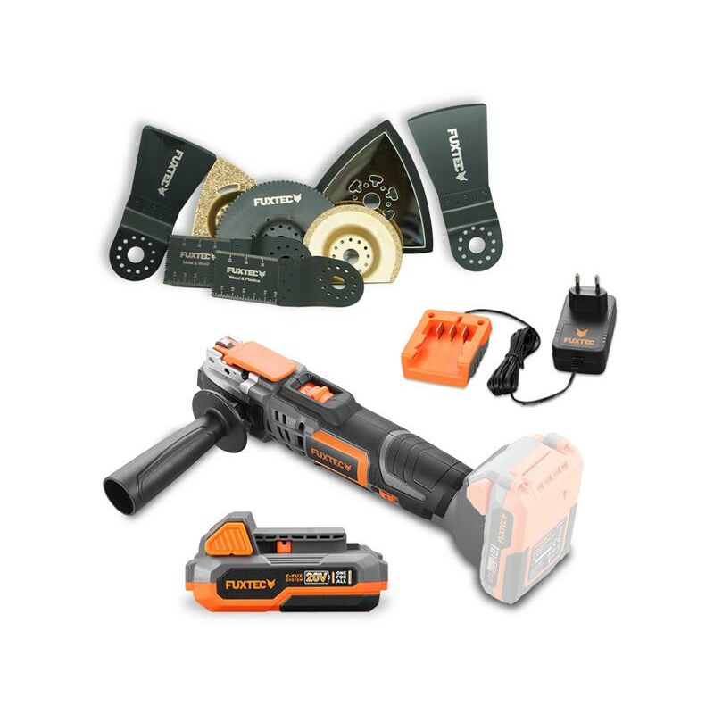 Outil multifonctions sans fil 20V Fuxtec 3en1 FX-E1MT20 Kit et accessoires 8 pièces