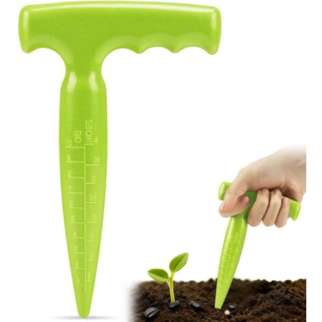 Outil Plantoir à Bulbes - Jardinière à Bulbe avec Échelle de Mesure Pour Une Plantation Précise,Idéal pour Plantoir des Légumes et des Fleurs (Vert Fluorescent)