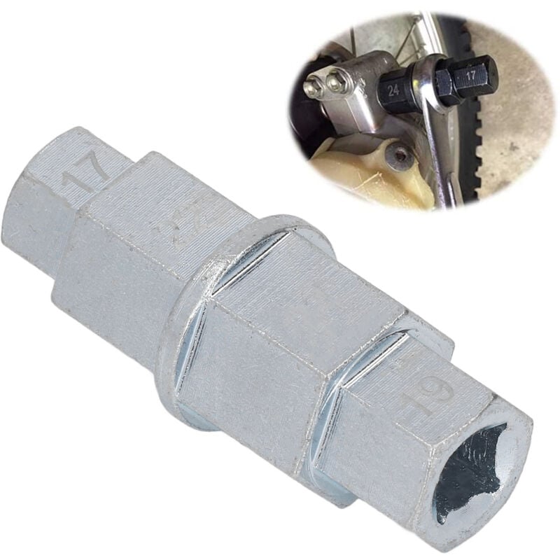 Ineasicer - Outil pour axe hexagonal de moto, douille Allen, moyeu de roue avant, adaptateur d'axe hexagonal 17 mm, 19 mm, 22 mm, 24 mm (argent)