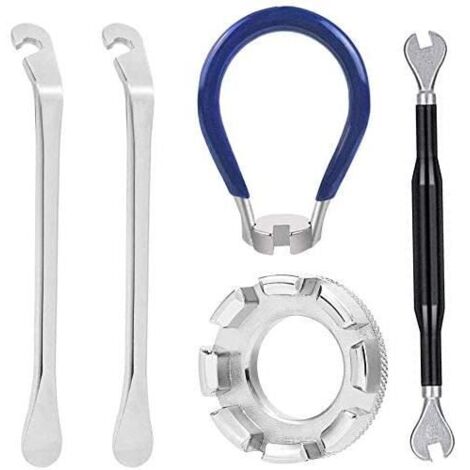 Outil pour Rayons de Vélo,Vélo Outils Levier Démonte,Cle Rayon Roue Velo,Leviers de Pneu en Métal,Clé à Rayons Velo,Outil 5 PCS
