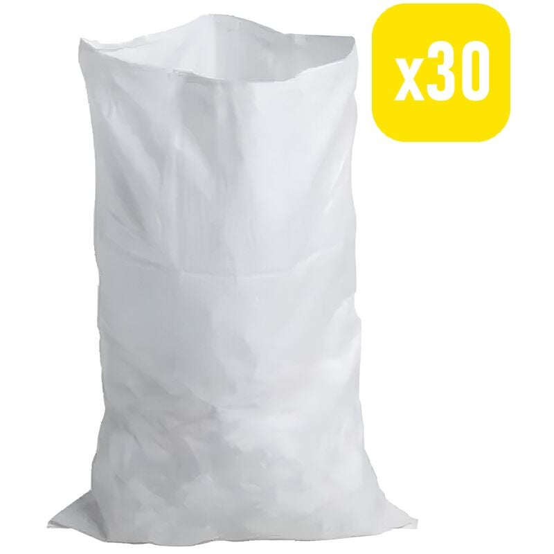 Outilpro - outil pro - 30 Sacs à gravats pas cher blanc, grande résistance 60 kg - réutilisable pour déchets de jardin et chantier