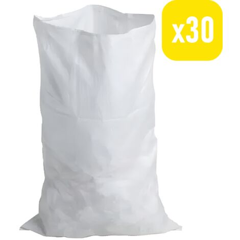 OUTIL PRO - 30 Sacs à gravats pas cher blanc, grande résistance 60 kg - réutilisable pour déchets de jardin et chantier