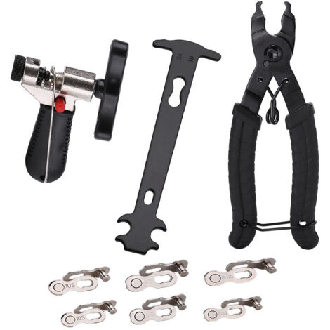 Outil Professionnel Réparation de Chaîne Vélo, Ensemble D'outils de Vélo Pince de Chaîne, Séparateur de Chaîne Universel, Indicateur d'usure de Chaîne Avec 6 Connecteur de Maillon de Chaîne