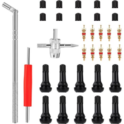 Outil Retrait valve 43 Pièces, TR413 Valve Pneu, Extracteur Noyau Valve à Double Tête pour Camions Vélos Motos Entretien Auto