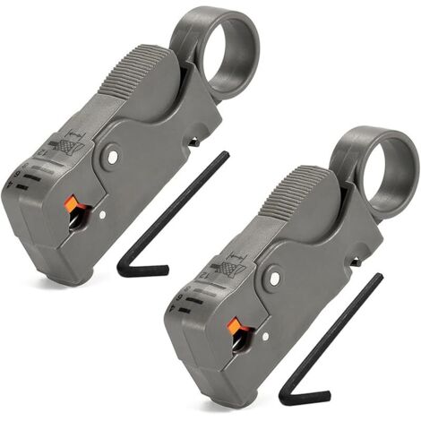 Outil rotatif de dénudage de câble coaxial, Outil de dénudage de câble coaxial pour RG59 RG58 RG6 RG62, Facile à dénuder et à couper, Poignée portable (2 pièces)