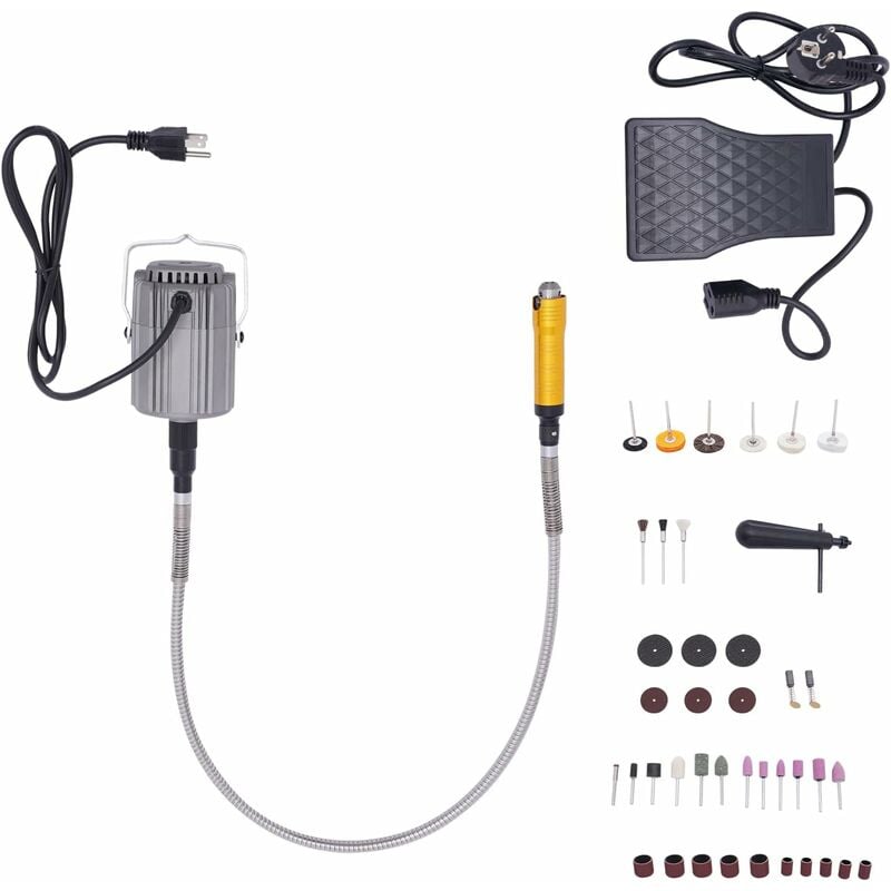 Senderpick - Outil rotatif électrique 780 w - Ponçage rapide - Tige flexible suspendue - 25 000 tr/min - Avec pédale réglable - Brosse externe