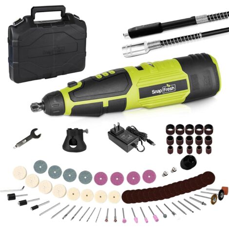 Outil Rotatif Multifonction Sans Fil 12V – 5000–28000 RPM pour Graver, Polir, Poncer, Percer et Bricolage, Arbre Flexible Inclus, 77 Accessoires & Chargeur Rapide 1 h -