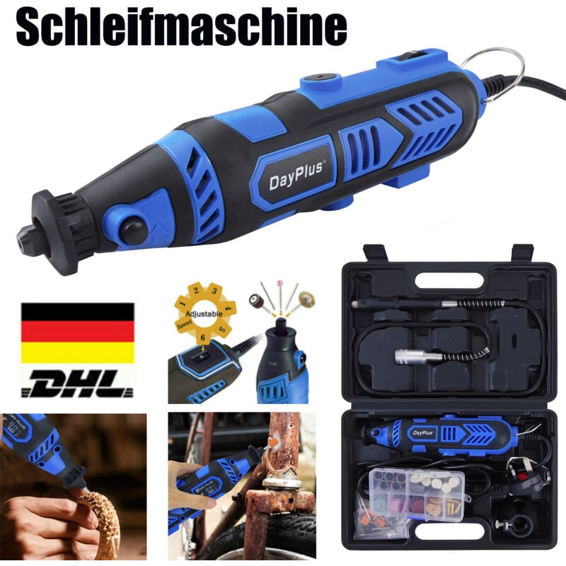 Outil rotatif New Grinder 135 w, outil rotatif multi-outils avec 80 accessoires, 6 réglages de vitesse variable de 10 000 à 32 000 tr/min pour des