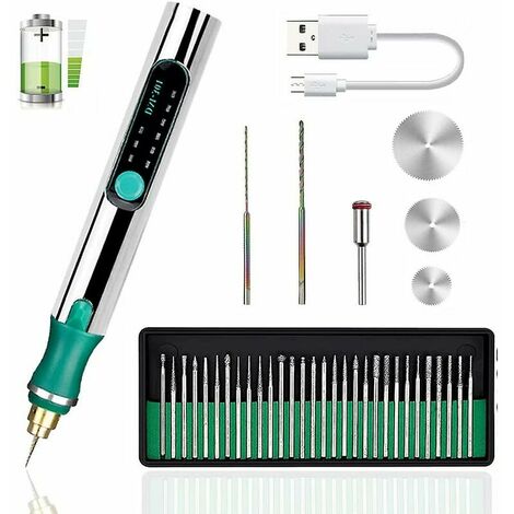 Outil rotatif sans fil 25W – Autonomie 30 min – Vitesse réglable 5000-25000 tr/min – Pour gravure sur métal, verre, bois et céramique