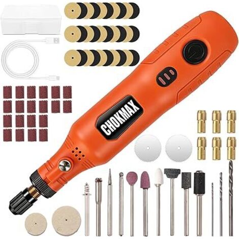 Outil rotatif sans fil, kit de meuleuse à 3 vitesses avec éclairage avant et 72 accessoires, outil de type C rechargeable pour le nettoyage, le ponçage, le polissage, le perçage et les petits travaux