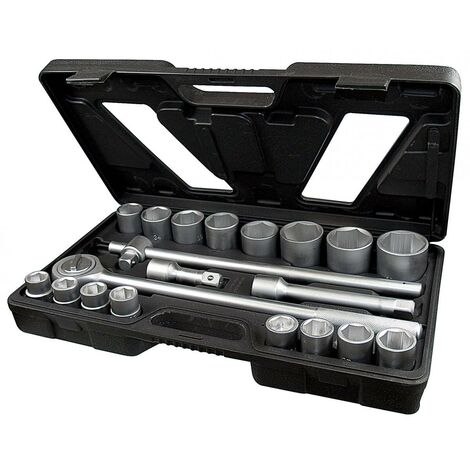Outile – Coffret cliquet et douilles 21 pièces 3/4'' – 16 douilles de 19 à 50mm – Cliquet réversible 500mm – Mallette en PVC