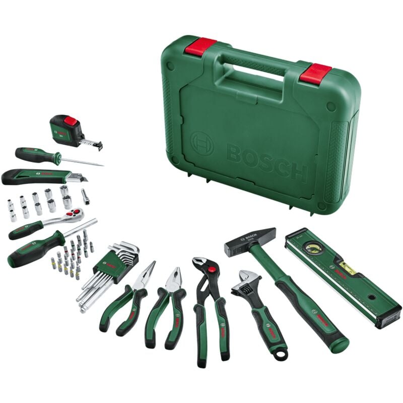 Bosch - Outils à main avancés (pinces, cliquet, tournevis, clés, clés hexagonales et plus encore inclus, design ergonomique, coffret)