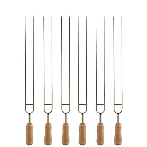 Outils de Barbecue en acier inoxydable en forme de U, fourchette de brasage, aiguille de Barbecue, ficelle métallique, Double fourchette 6 pièces,Rouge
