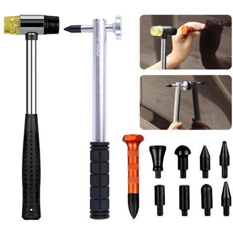 Outils de débosselage sans peinture pour carrosserie de voiture en aluminium avec tête de débosselage   11 Pcs