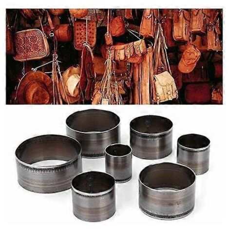 Outils de découpe pour cuir ronds, ensemble de 7 pièces comprenant des emporte-pièces à trous creux, des matrices circulaires et des outils de découpe pour le travail du cuir.