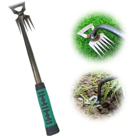 Outils de désherbage manuel de jardinage, râteau de désherbage manuel multifonctionnel (5 dents)