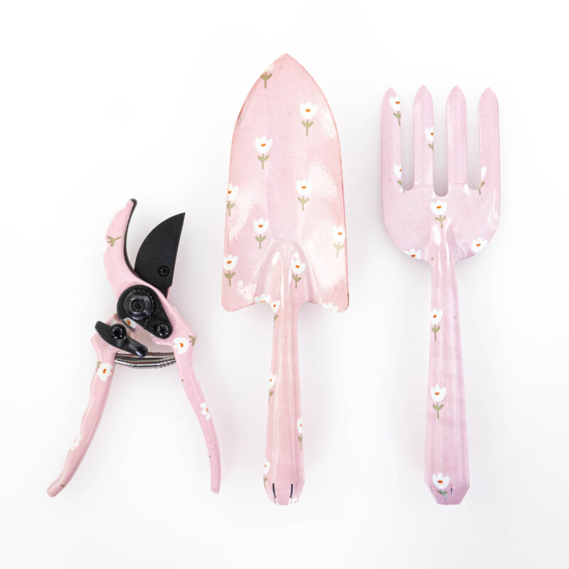 Boltze Gruppe - Outils de jardin en coffret cadeau lilly, mini-pelle, mini-fourche à fleurs, mini-ciseaux de jardin, ensemble de 3 pièces.