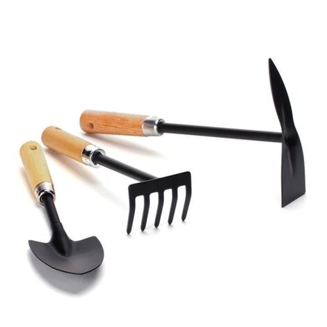 Outils de jardin manuels Lv Louheng, pioche, râteau à cinq dents et pelle avec manche en bois et tube métallique, équipement durable pour travaux extérieurs