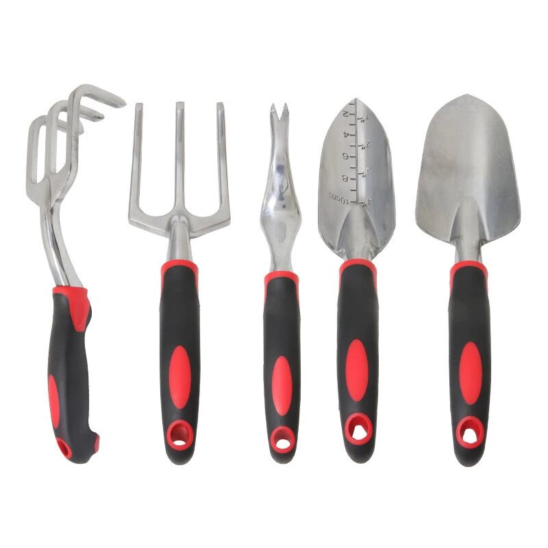 Outils de Jardinage, 5 pièces d'Outils de Jardinage Lourds moulés en Aluminium avec Une poignée antidérapante caoutchoutée, des Outils à Main de