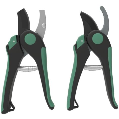 Outils de jardinage avec sécateur à dérivation sécateur à enclume, lames en métal antiadhésive,dispositif de verrouillage,vert, 2 pièces
