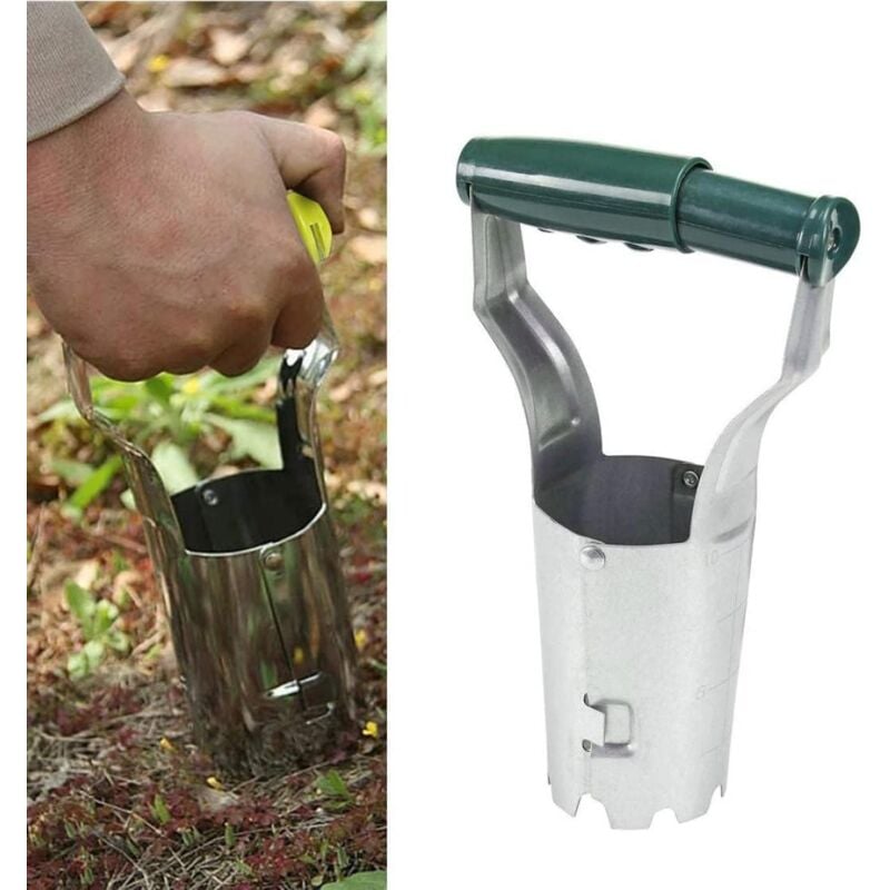 Outils de jardinage de pelle Outil de planteur d'ampoule à main Outil de pelle à herbe Bouton d'herbe avec marquage de profondeur pour la plantation