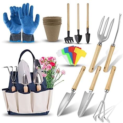 Outils de Jardinage, DEWINNER à Main Ensemble Outils de Jardin pour Plantes, 23 PCs Kit Avec Sac de Rangement, acier inoxydable, cadeau de femme homme