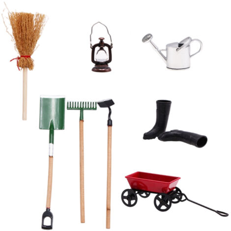 Outils de jardinage miniatures pour maison de poupée (échelle 1:12), jouets et accessoires de décoration extérieure.