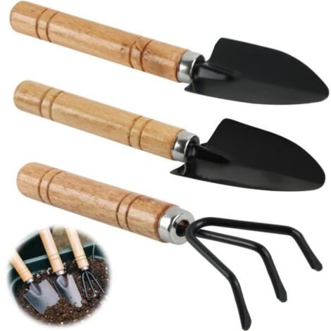 Outils de Jardinage - Non spécifié - Mini Kit 3 Pcs - Pelle en Fer - Manche en Bois - Léger et Portable