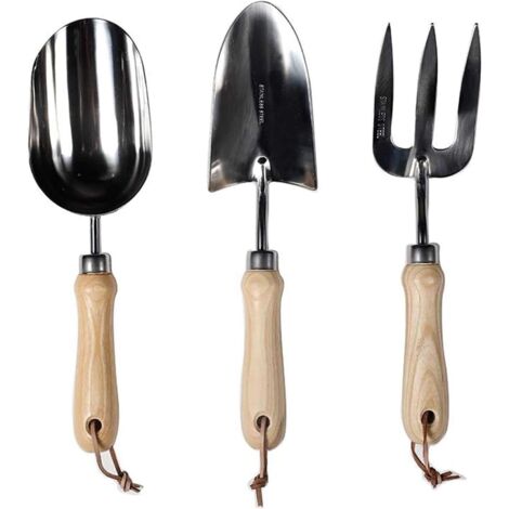 Outils de jardinage, outils de transplantation de plantes Kit de 3 pièces à main Ensemble d'outils de jardinage en acier à haute teneur en carbone avec pelles, ciseaux, râteau, sécateur (parent d'un