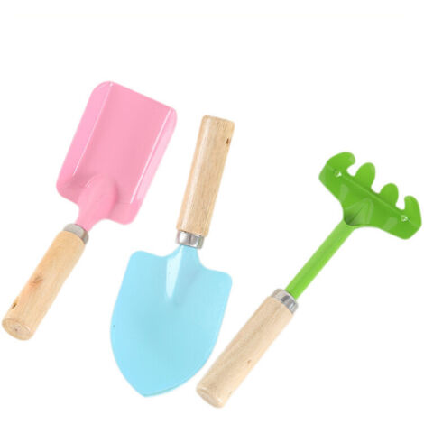 Outils de jardinage pour enfants Outils de jardinage ménagers mini manche en bois petite pelle râteau ensemble de trois pièces,