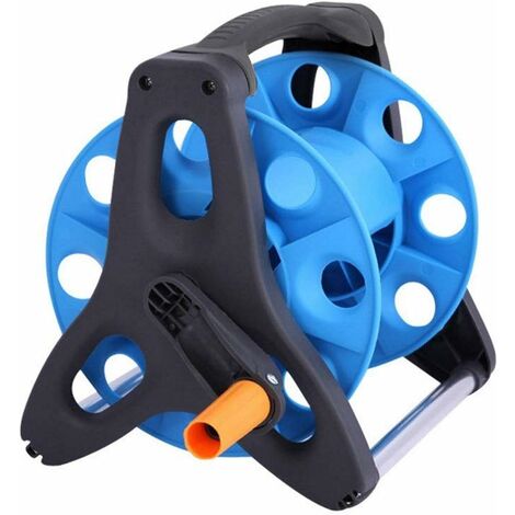 Outils de jardinage Support de rangement manuel pour tuyau d'arrosage 20 m Support de rangement pour tuyau de lavage de voiture Bleu Chariot dévidoir portable avec raccord pivotant pour accueillir l'o