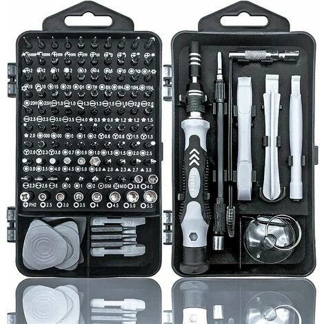 Outils de kit de tournevis de précision 115 en 1, outils de réparation de tournevis de précision magnétiques portables (gris)