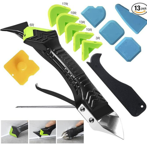 Outils de l'enlève Joint 5 en 1, Enlever Joint Silicone kit de Lisseur de Silicone Grattoir à Coulis